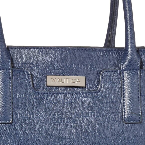 Nautica Women Sandy Jr Satchel Navy Embossed Logo Top Handle Removable Crossbody - Picture 4 of 7